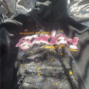 Black spider hoodie with Pink and Yellow Accents